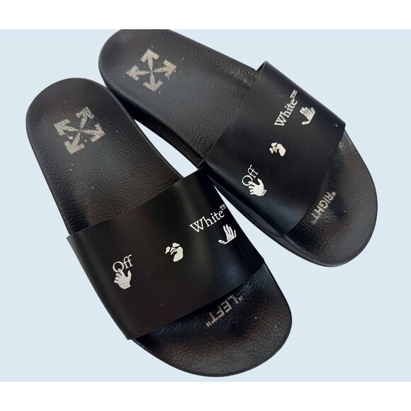 OFF-WHITE Virgil Abloh Slip On Sandals Black Rubber Size 40 / 9 - Picture 1 of 5